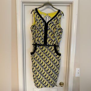 Midi sheath dress with pockets; belt included at no addt’l cost